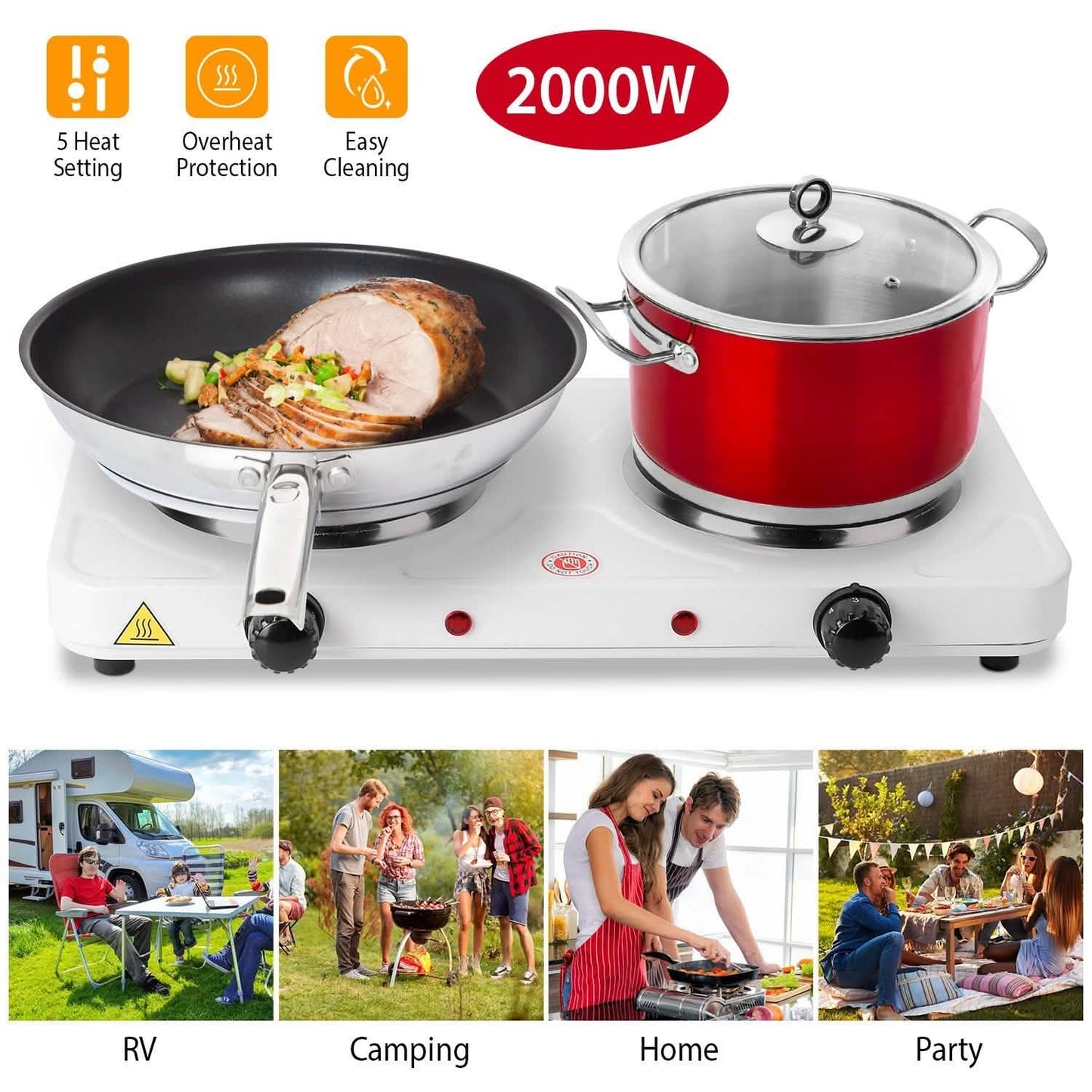 2000W Portable Double Electric Burner