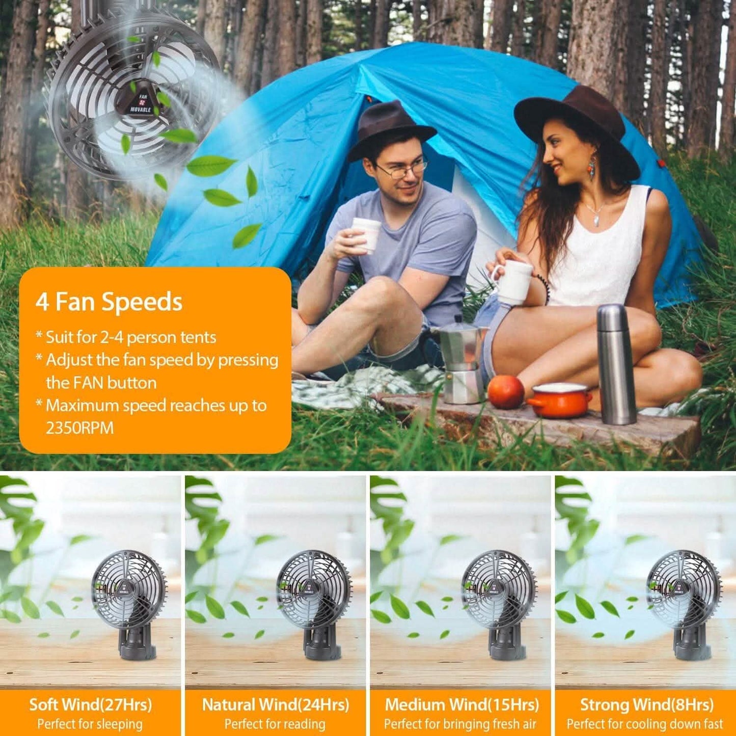 10400 mAh Portable Camping Fan