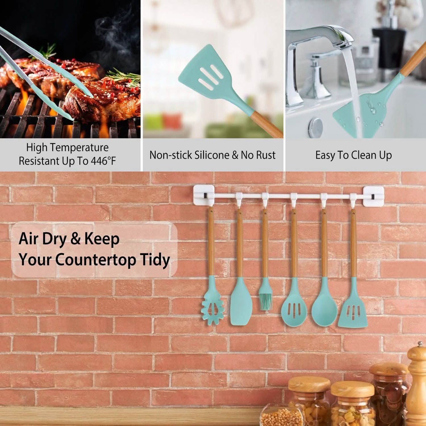 11-Piece: Silicone Cooking Utensil Set