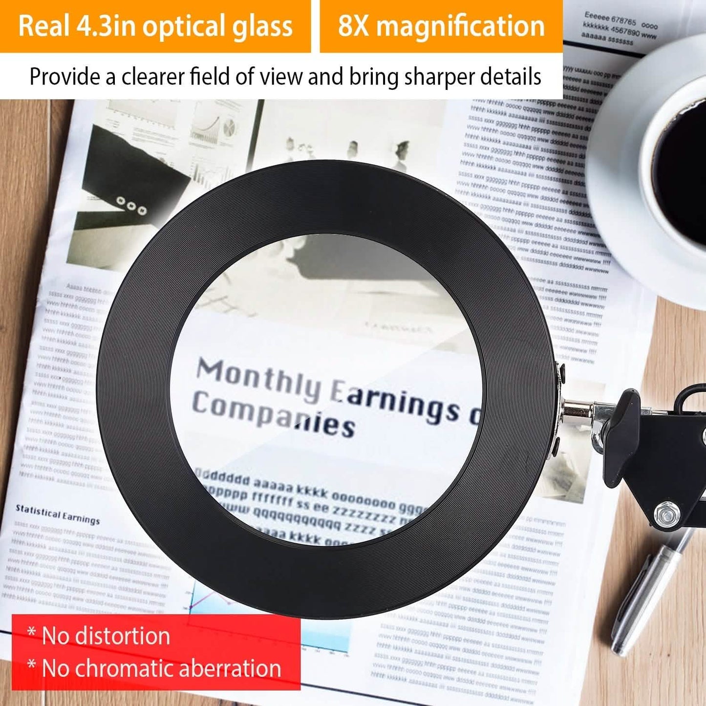 2-in-1 LED Magnifier Desk Lamp with 8x Magnifying Glass