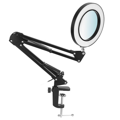 2-in-1 LED Magnifier Desk Lamp with 8x Magnifying Glass