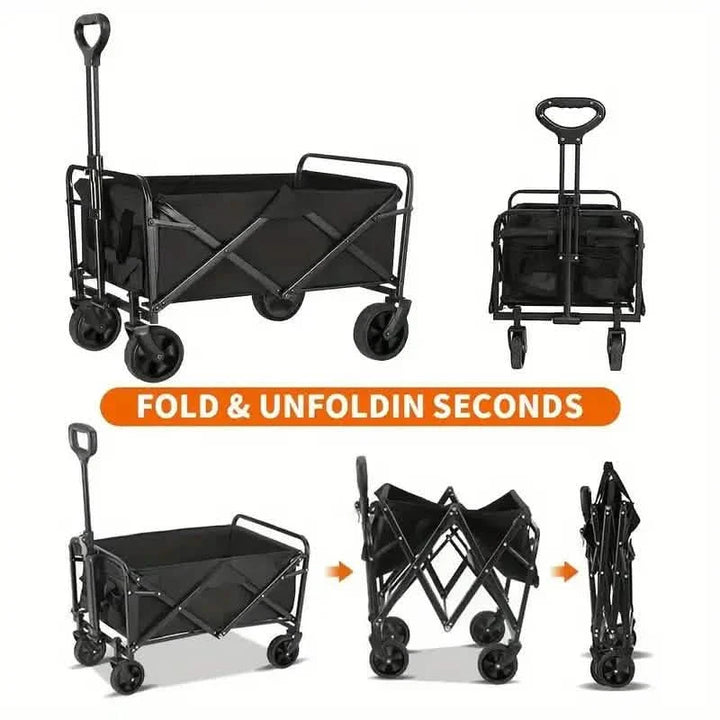 Heavy Duty Utility Portable Foldable Outdoor Beach Garden Wagon Cart with 360° All Terrain Wheels