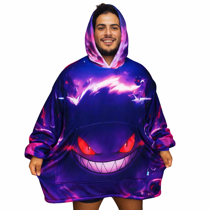 Gengar Wearable Blanket Hoodie for Kids &amp; Adults