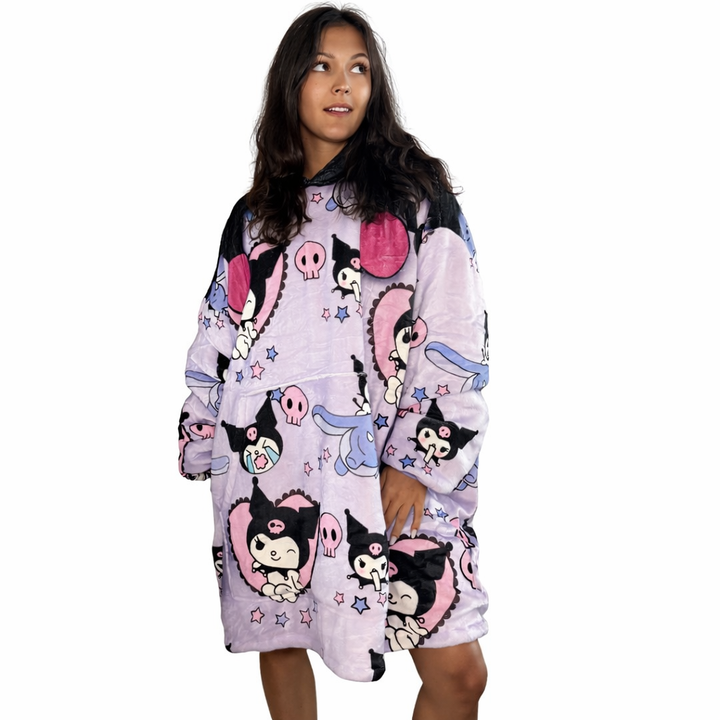 Kuromi Hello Kitty Wearable Blanket Hoodie for Kids &amp; Adults | OLM Toys