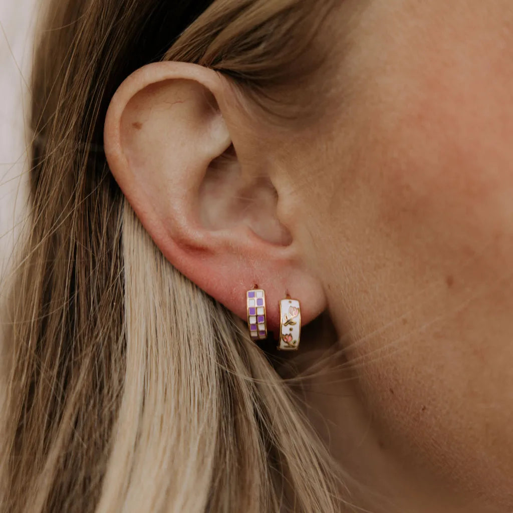 Purple &amp; White Checkered Hoops *LIMITED EDITION*