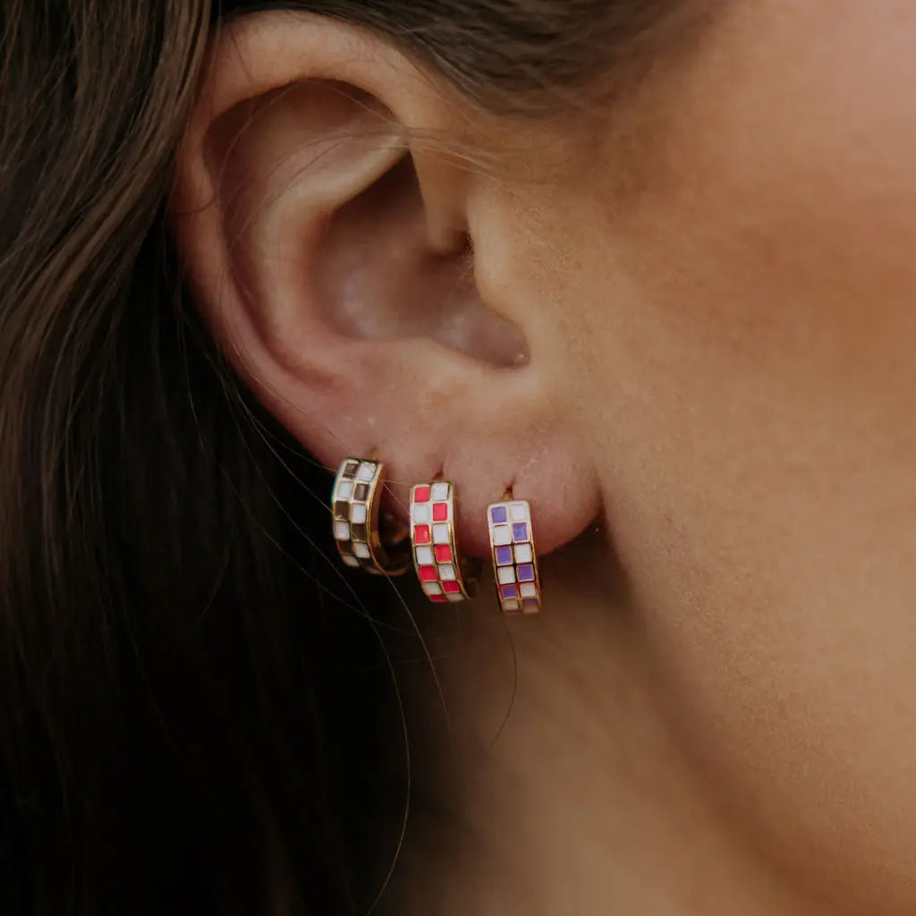 Purple &amp; White Checkered Hoops *LIMITED EDITION*