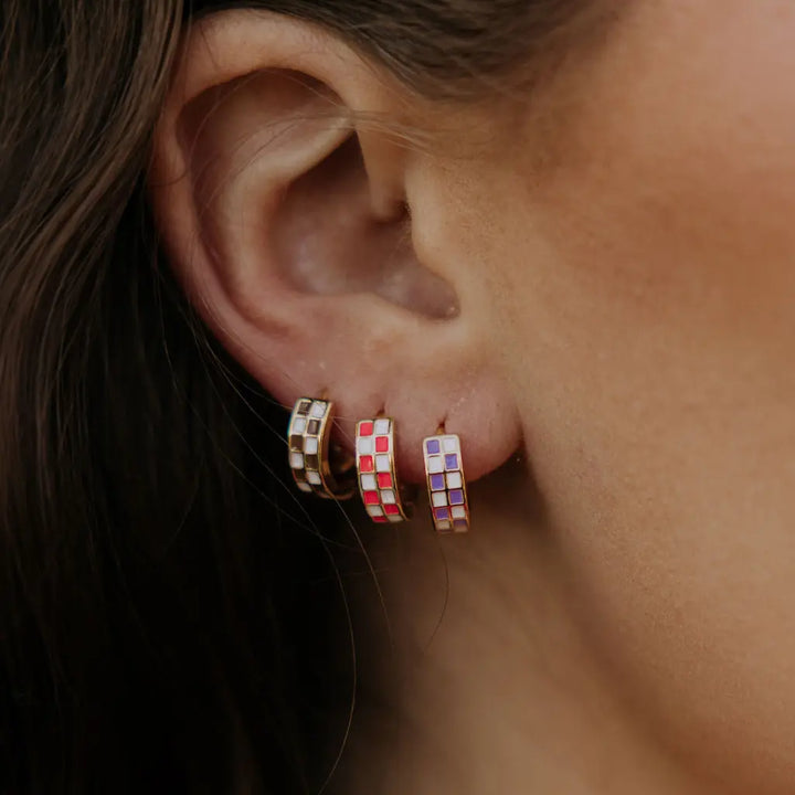 Purple &amp; White Checkered Hoops *LIMITED EDITION*