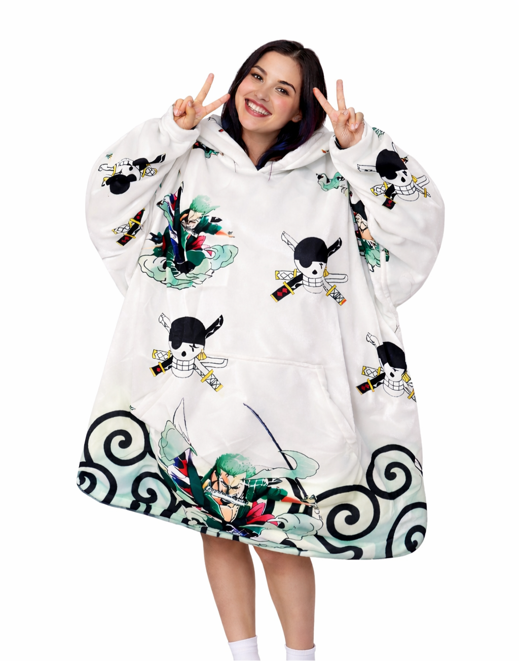 Zoro One Piece Wearable Blanket Hoodie for Kids &amp; Adults | OLM Toys