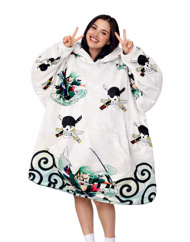 Zoro One Piece Wearable Blanket Hoodie for Kids &amp; Adults | OLM Toys