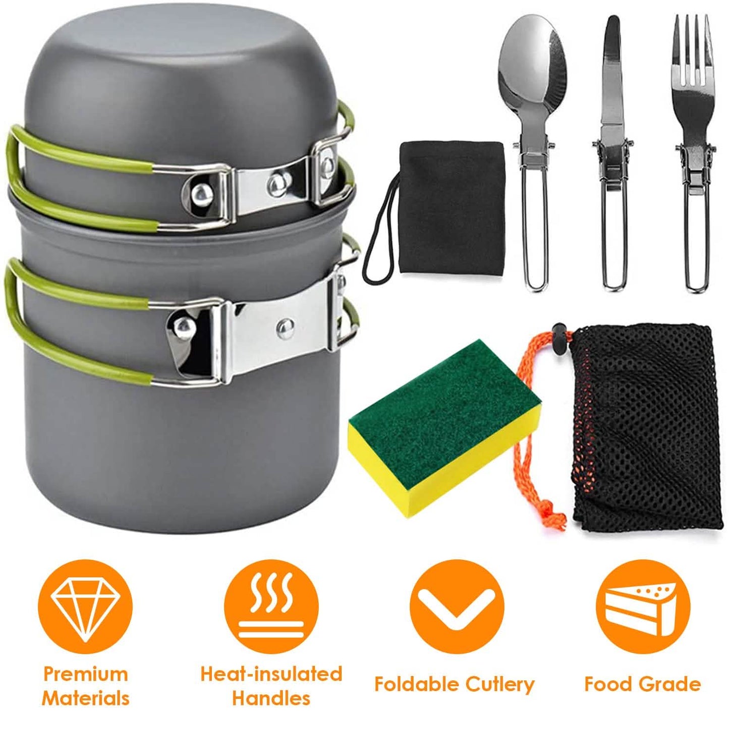 8-Piece: Camping Cooking Ware Set