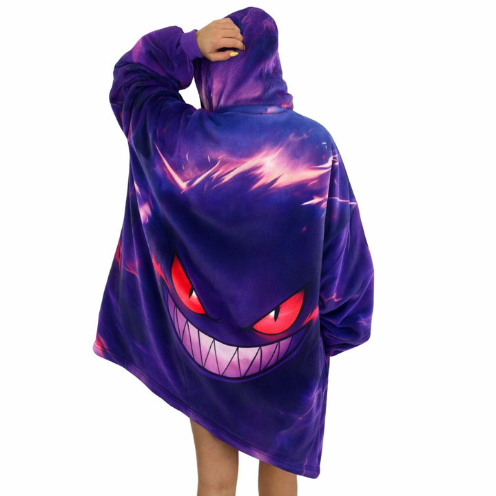 Gengar Wearable Blanket Hoodie for Kids &amp; Adults