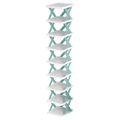 9-Tier Narrow Entryway Shoe Rack Plastic Vertical Shoe Organizer