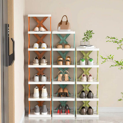 9-Tier Narrow Entryway Shoe Rack Plastic Vertical Shoe Organizer