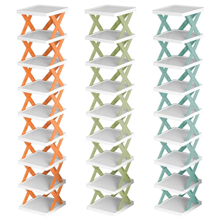 9-Tier Narrow Entryway Shoe Rack Plastic Vertical Shoe Organizer