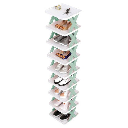 9-Tier Narrow Entryway Shoe Rack Plastic Vertical Shoe Organizer