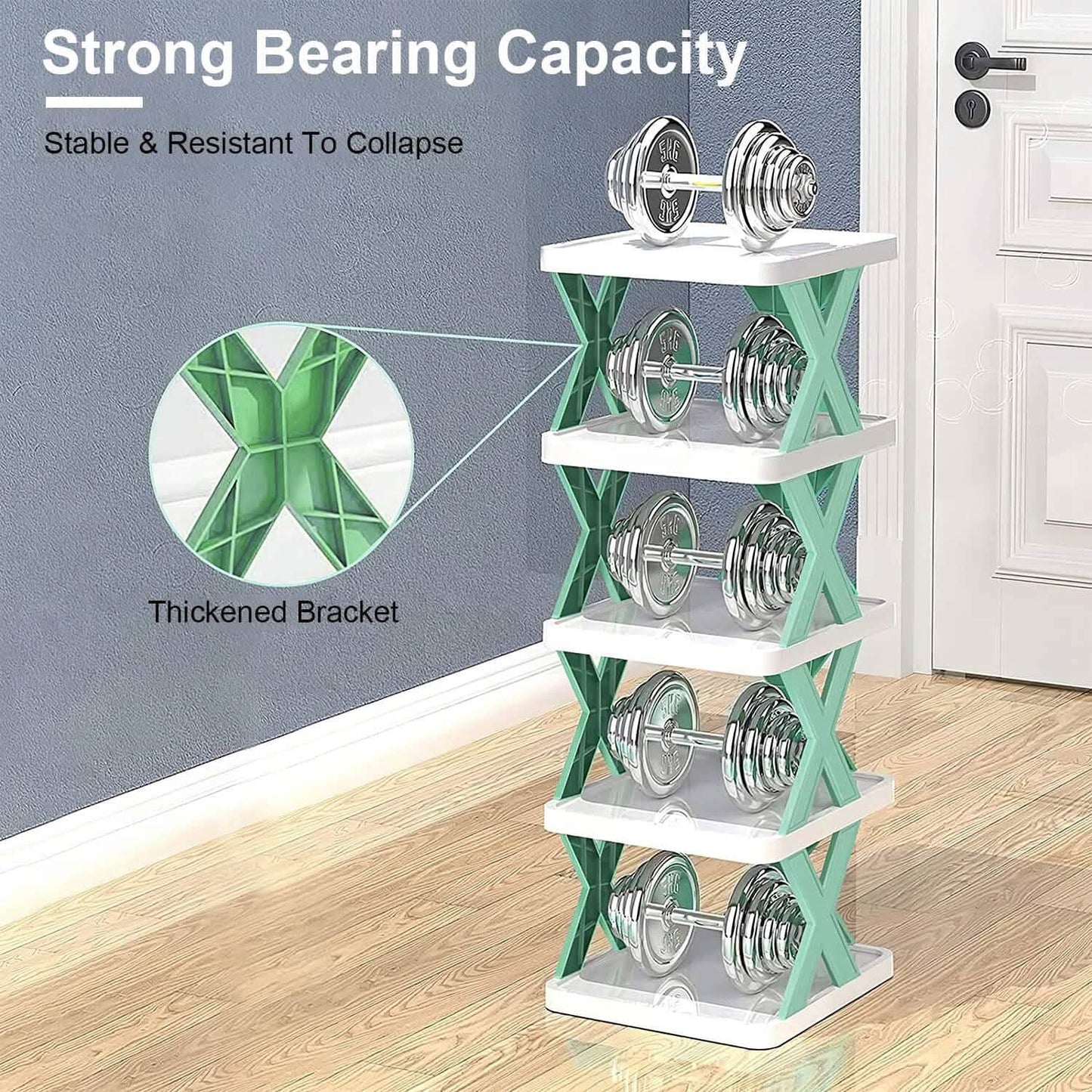 9-Tier Narrow Entryway Shoe Rack Plastic Vertical Shoe Organizer