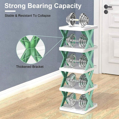 9-Tier Narrow Entryway Shoe Rack Plastic Vertical Shoe Organizer
