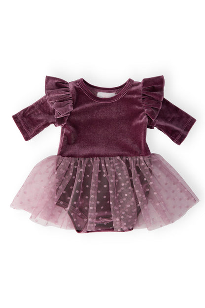Amethyst Velvet Tutu Bodysuit