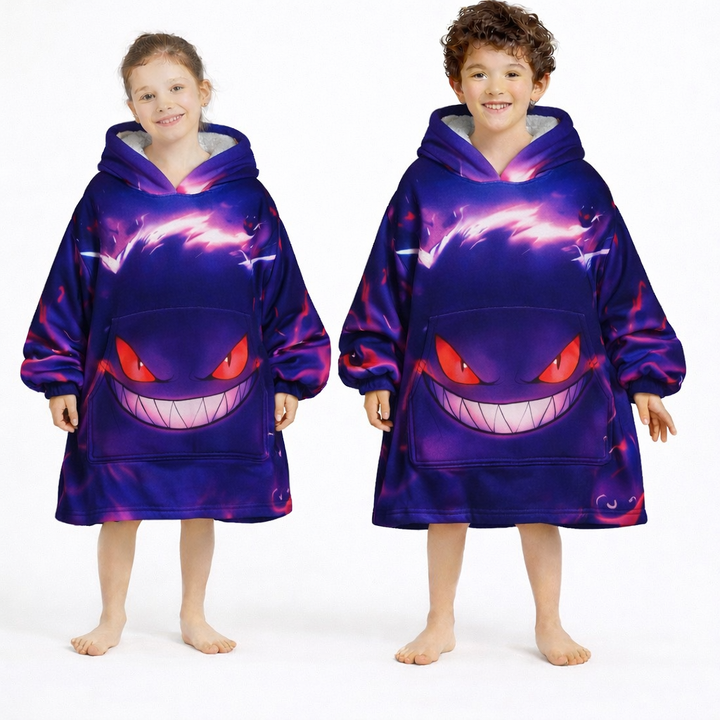 Gengar Wearable Blanket Hoodie for Kids &amp; Adults