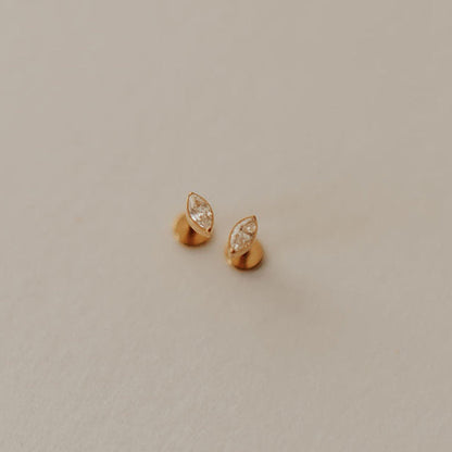 Zoe Marquise Diamond Flat Back Studs