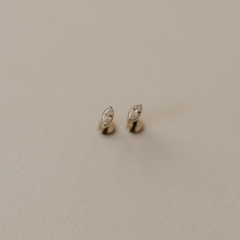 Zoe Marquise Diamond Flat Back Studs