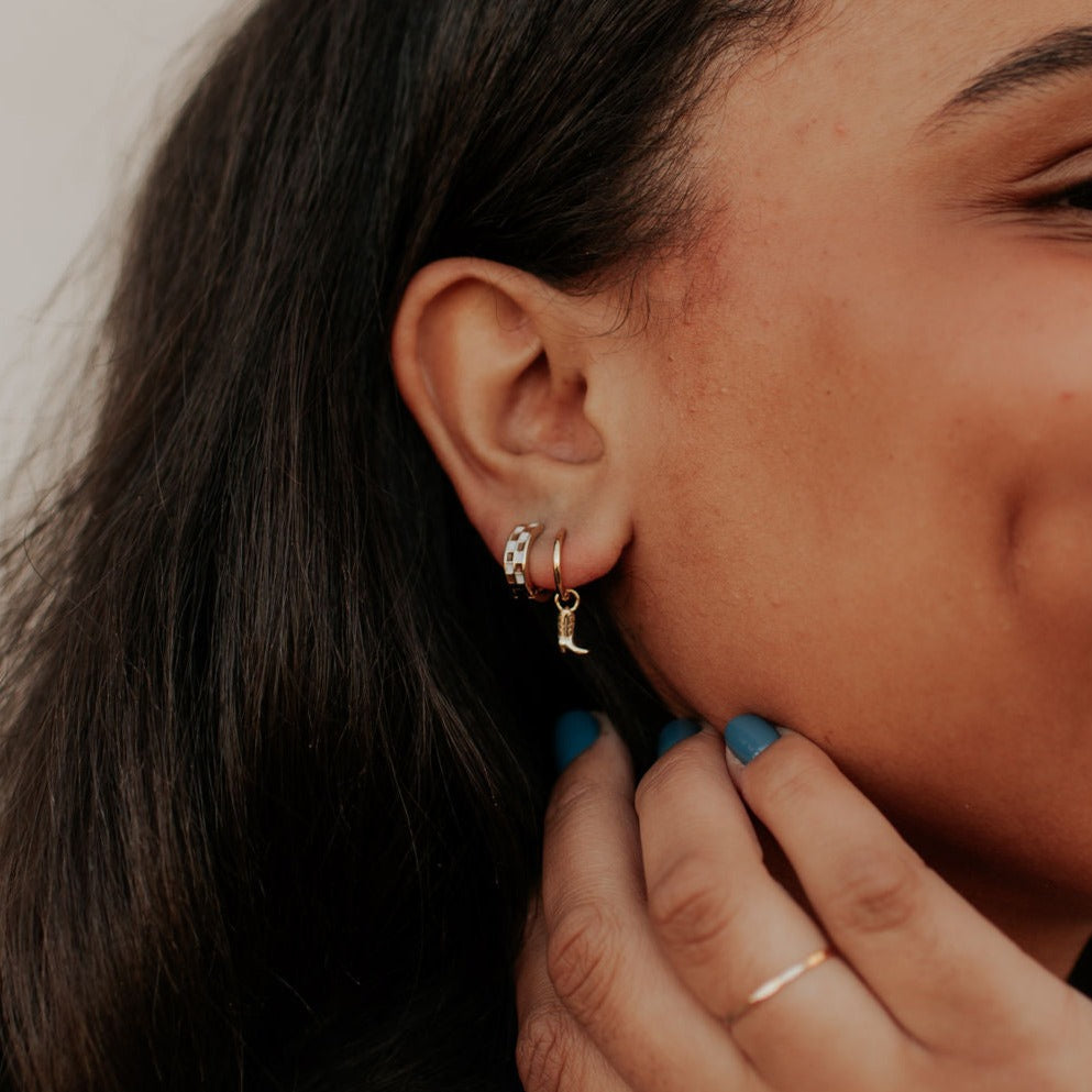 Brown &amp; White Checkered Hoops