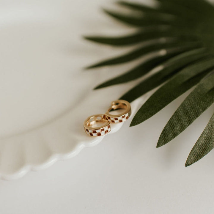 Brown &amp; White Checkered Hoops