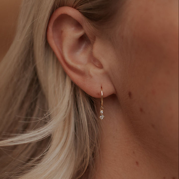 Willow Diamond Dangle Hoops