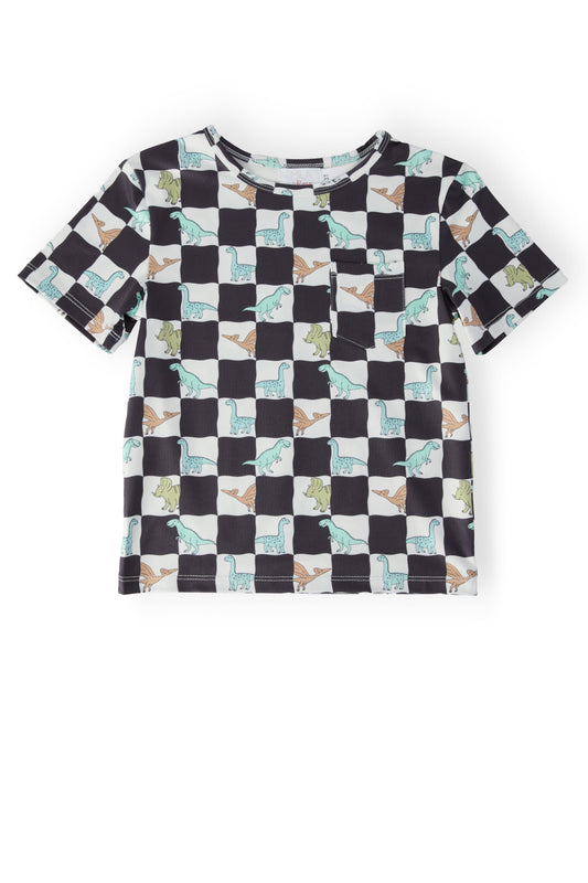 Boys Dino Checkers S/S Pocket Tee