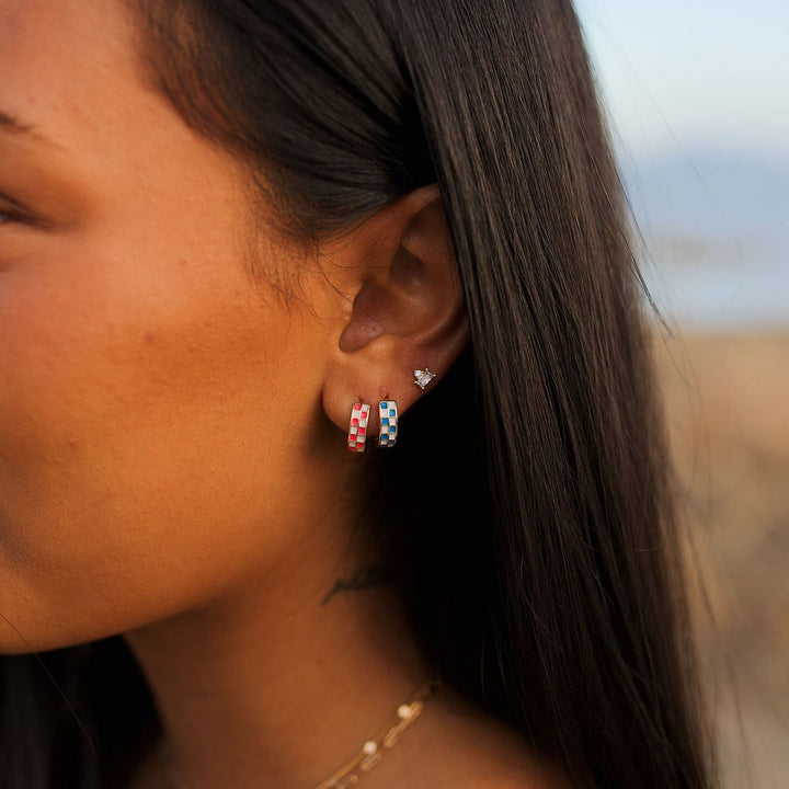 Pink &amp; White Checkered Hoops