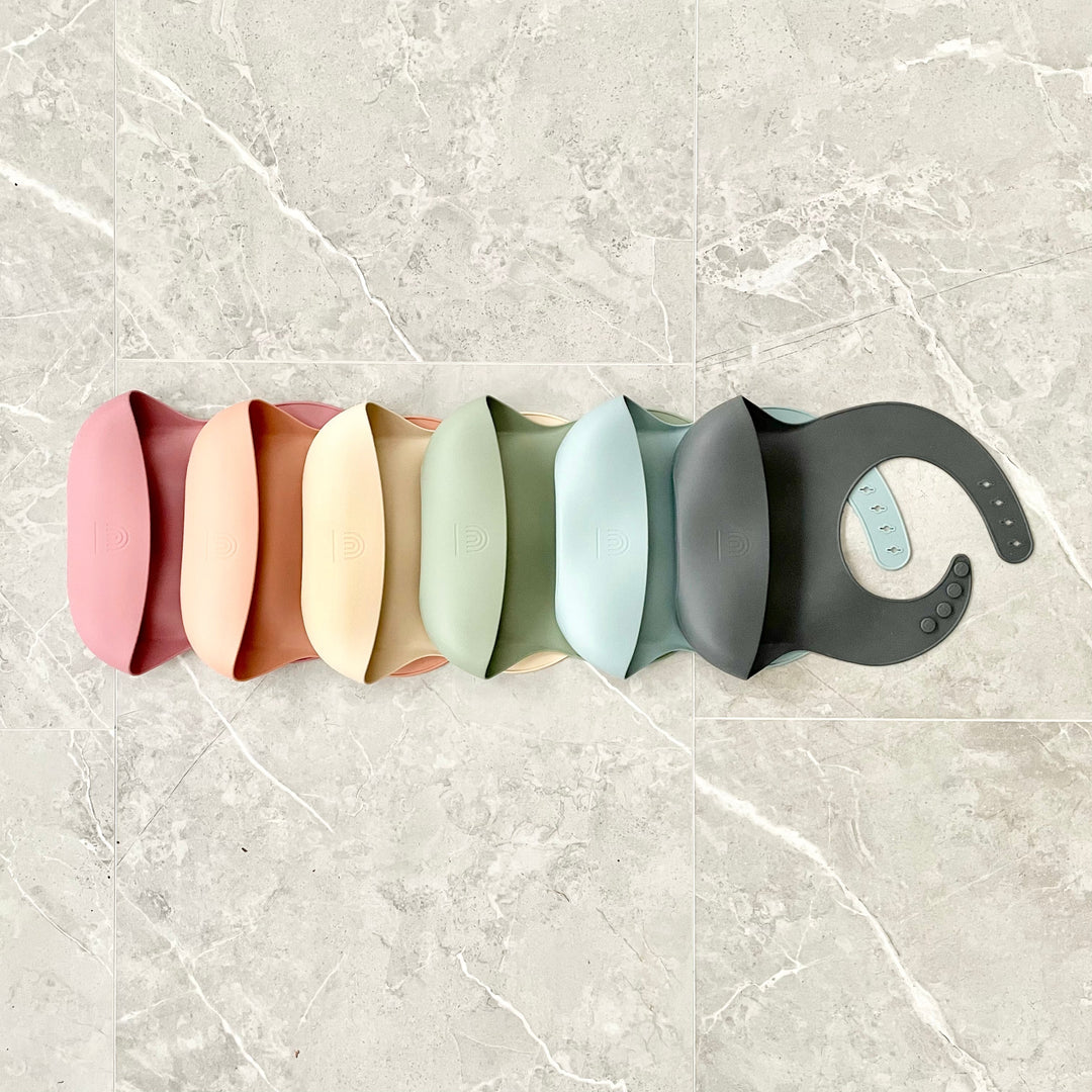 Classic Silicone Bucket Bib · Easy-to-clean · Sage Green Color