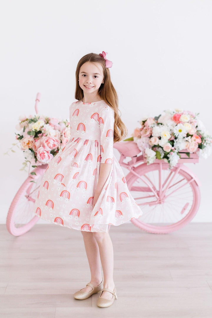 Fun &amp; Flowers 3/4 Sleeve Pocket Twirl Dress