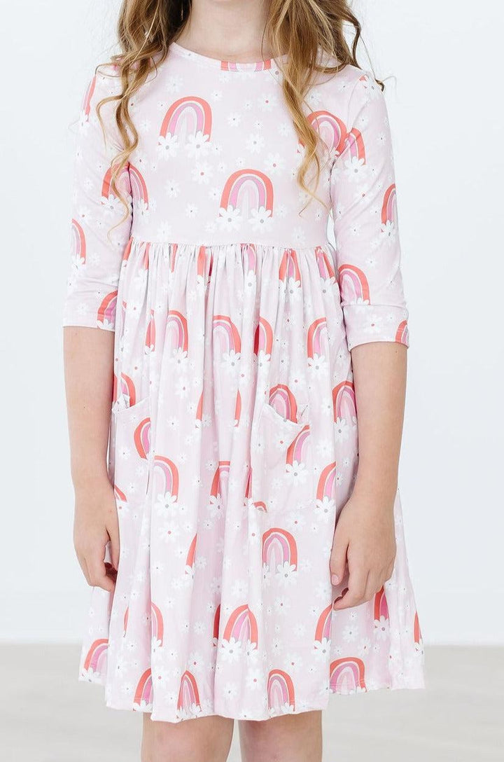 Fun &amp; Flowers 3/4 Sleeve Pocket Twirl Dress