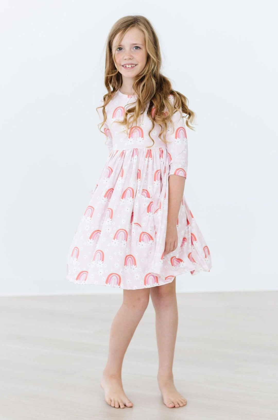 Fun &amp; Flowers 3/4 Sleeve Pocket Twirl Dress