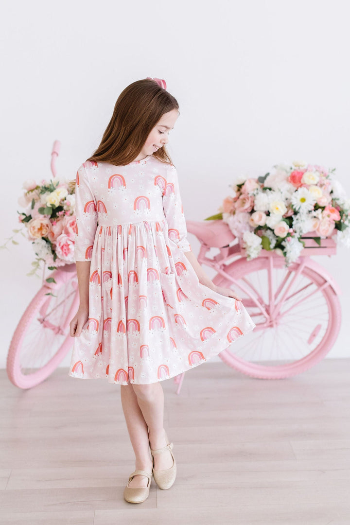 Fun &amp; Flowers 3/4 Sleeve Pocket Twirl Dress