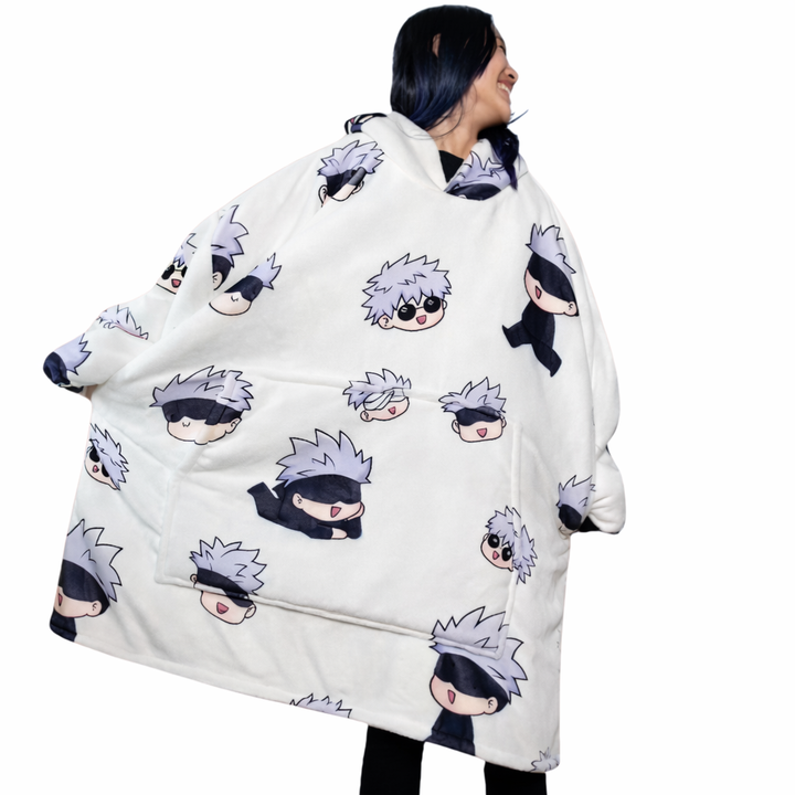Jujutsu Kaisen Gojo Wearable Blanket Hoodie for Adults &amp; Kids | OLM Toys