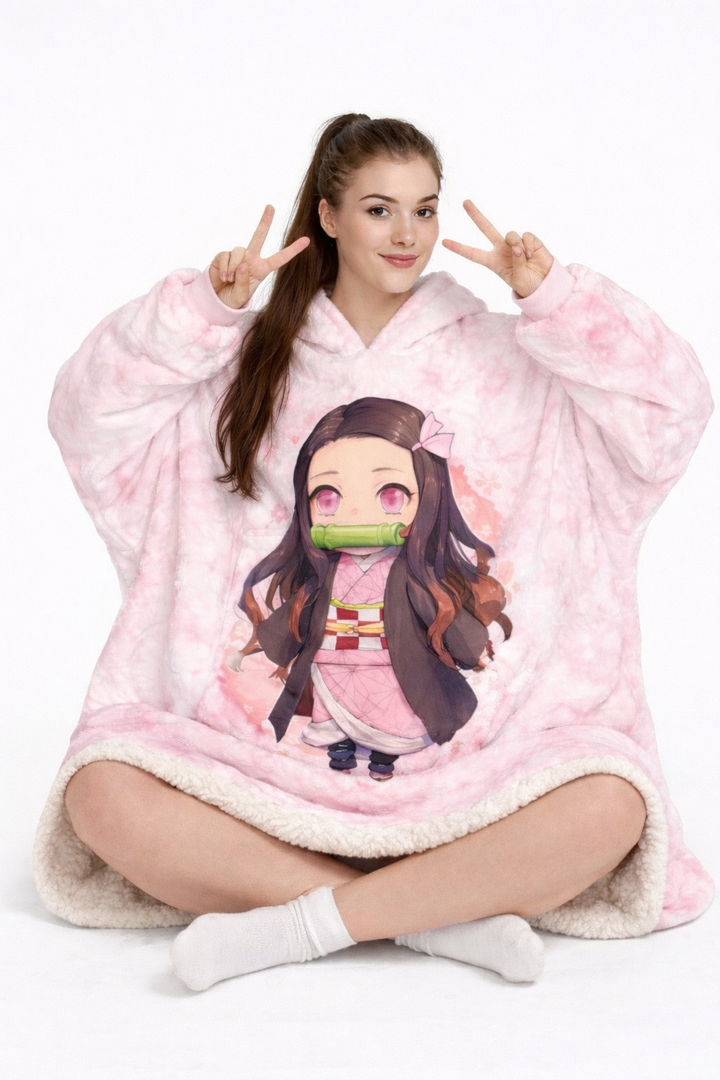 Nezuko Kamado Demon Slayer Wearable Blanket Hoodie for Kids &amp; Adults | OLM Toys