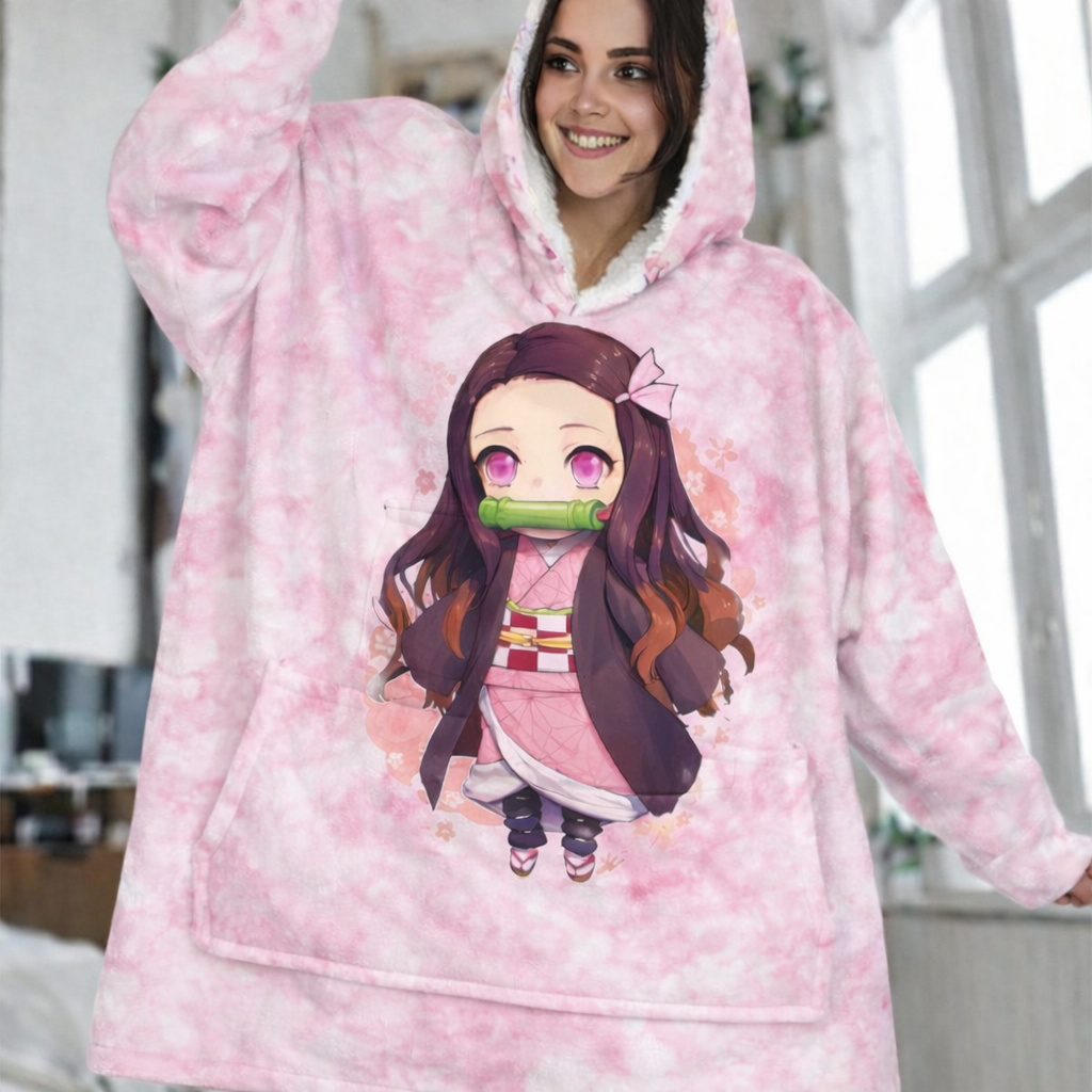 Nezuko Kamado Demon Slayer Wearable Blanket Hoodie for Kids &amp; Adults | OLM Toys