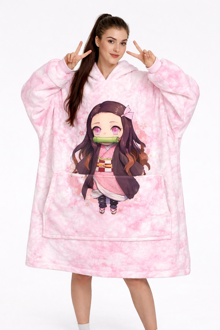Nezuko Kamado Demon Slayer Wearable Blanket Hoodie for Kids &amp; Adults | OLM Toys