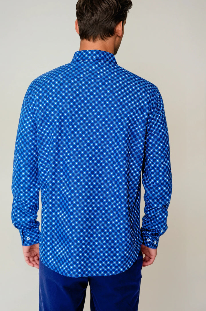 Retro Blues Long Sleeve Tech Shirt