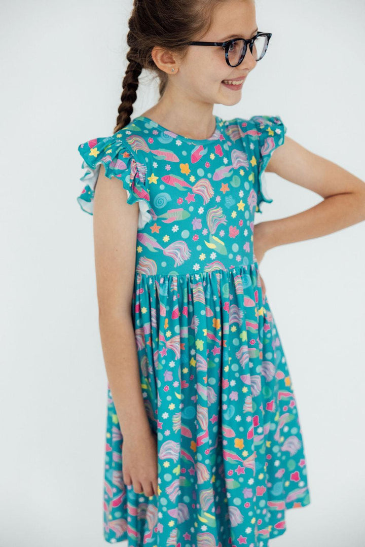 SALE Betta Blooms Flutter Sleeve Twirl Dress
