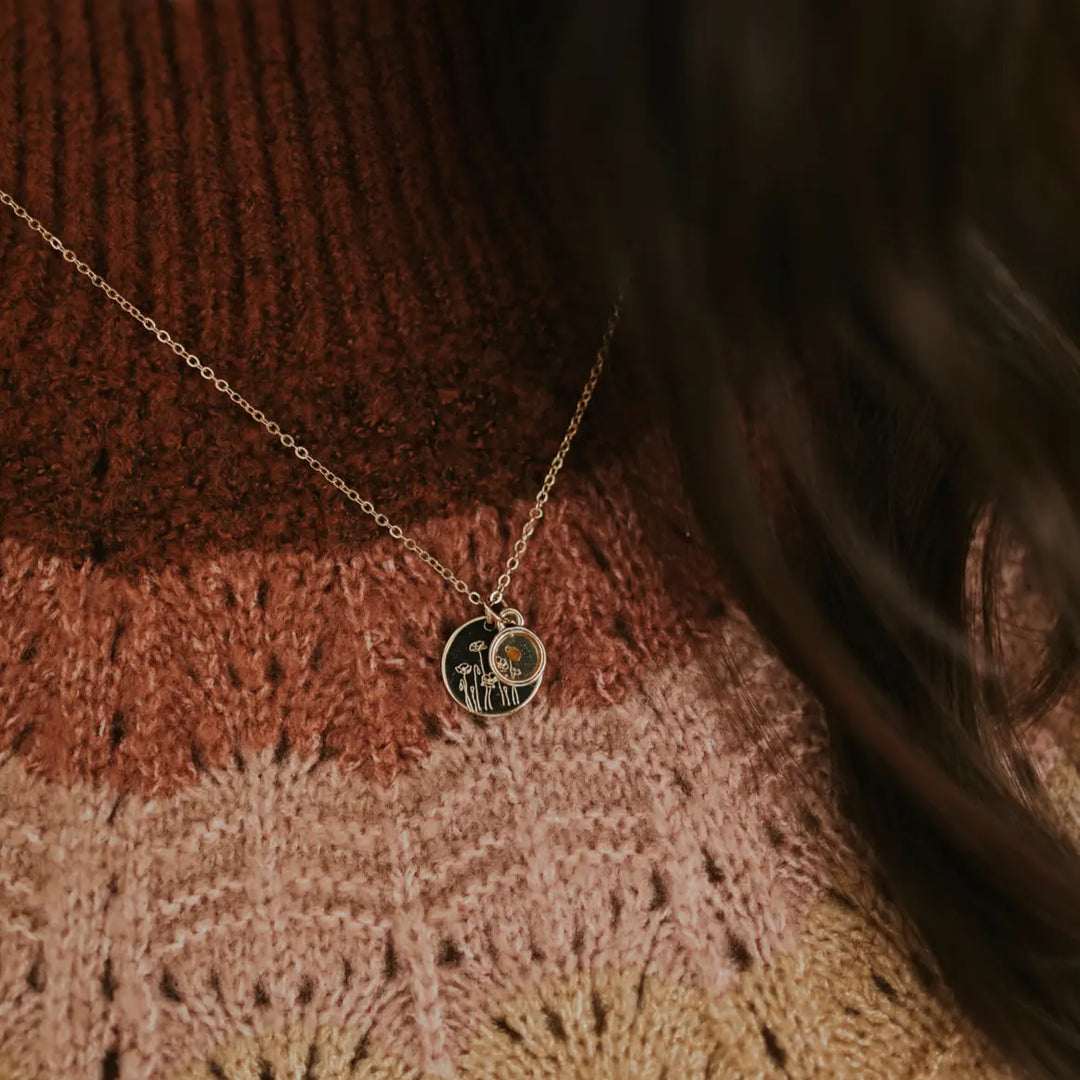 Poppy Necklace with Mustard Seed