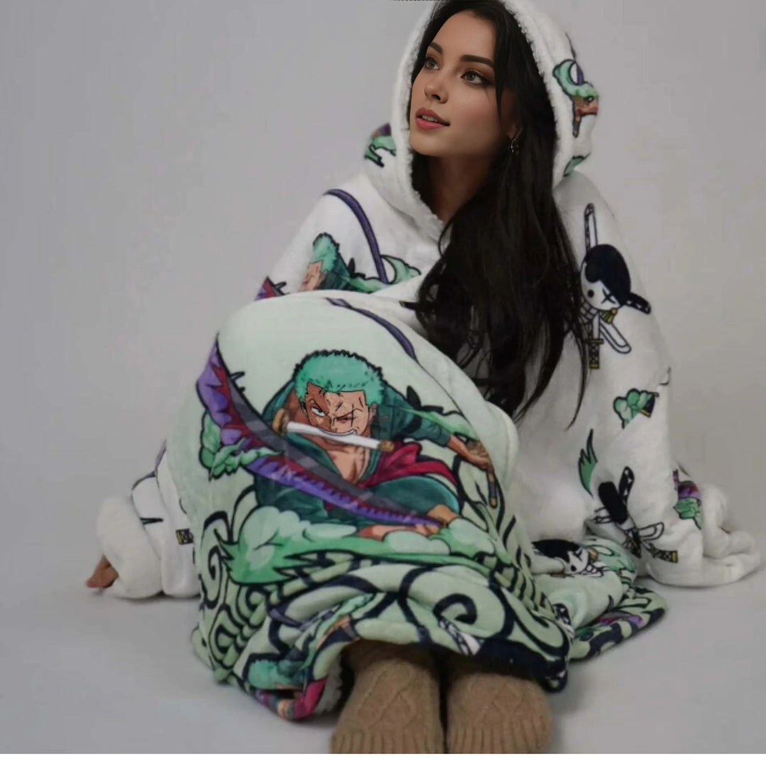 Zoro One Piece Wearable Blanket Hoodie for Kids &amp; Adults | OLM Toys
