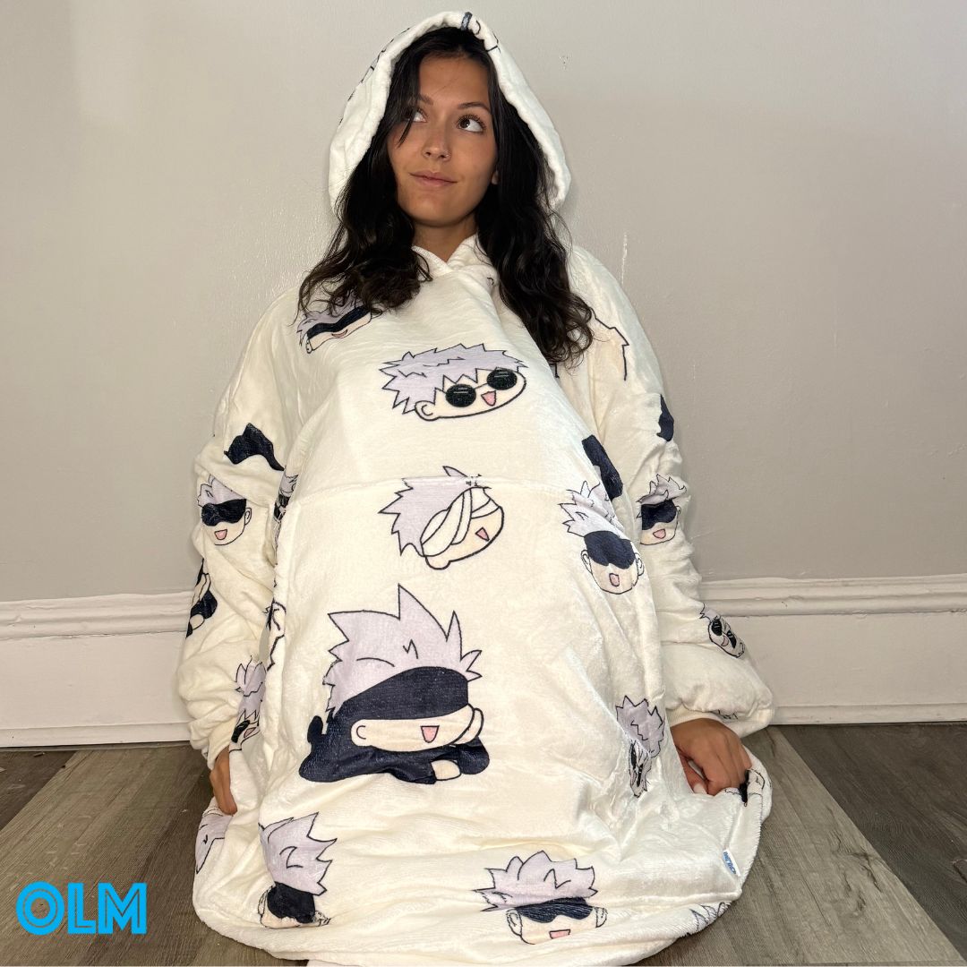 Jujutsu Kaisen Gojo Wearable Blanket Hoodie for Adults &amp; Kids | OLM Toys