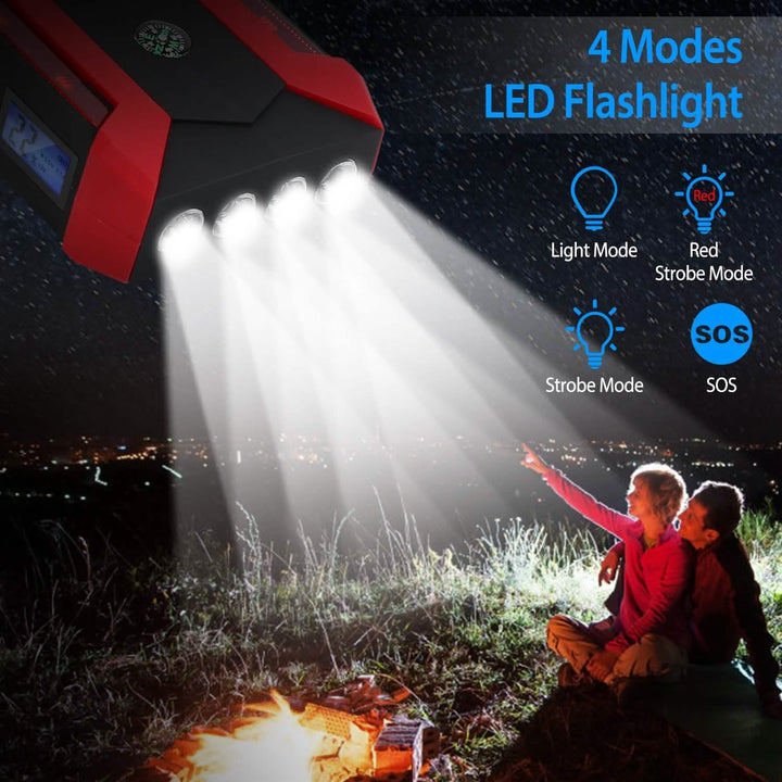 Car Jump Starter Booster with LCD Screen 4 Modes LED Flashlight