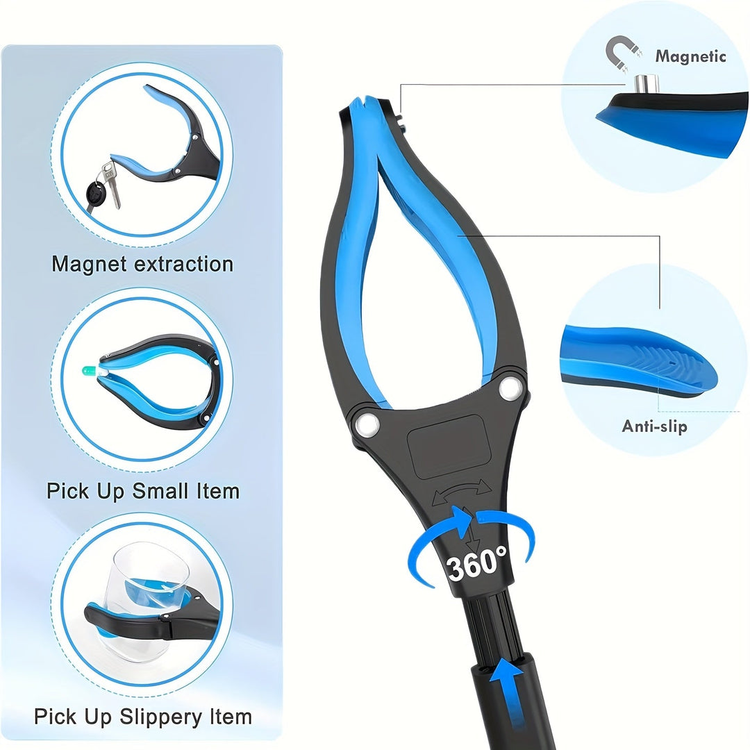 Heavy-Duty Steel Folding Trash Picker – 32" with Magnet &amp; Anti-Slip Handle