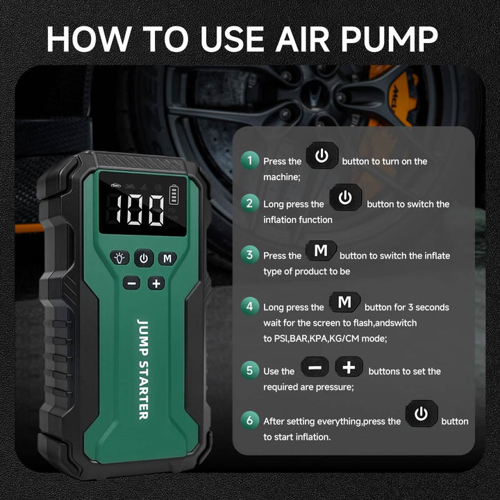 7-in-1 Emergency Car Power Supply Starter &amp; Air Pump