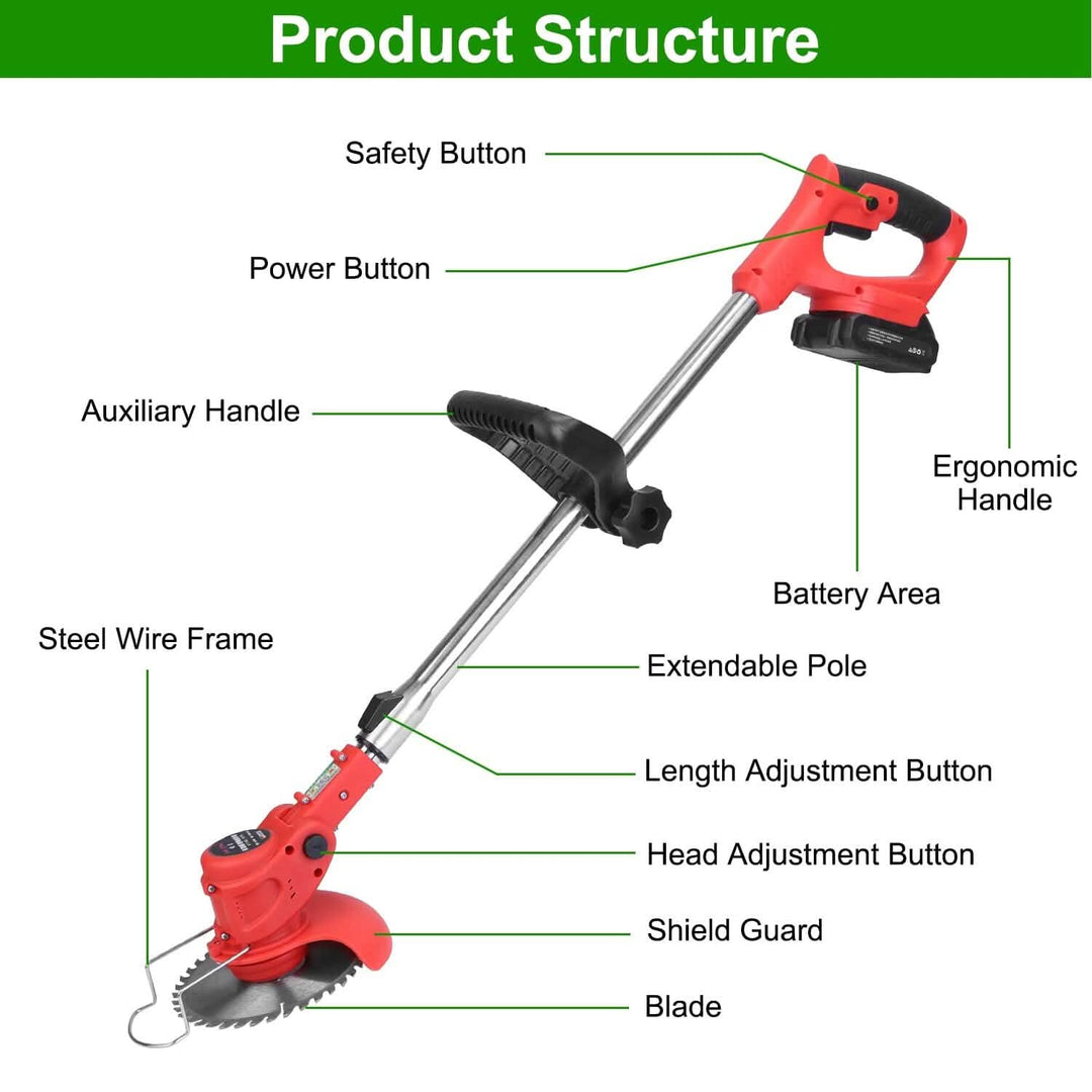 Rechargeable Electric Cordless Grass Trimmer with Alloy Saw Blade